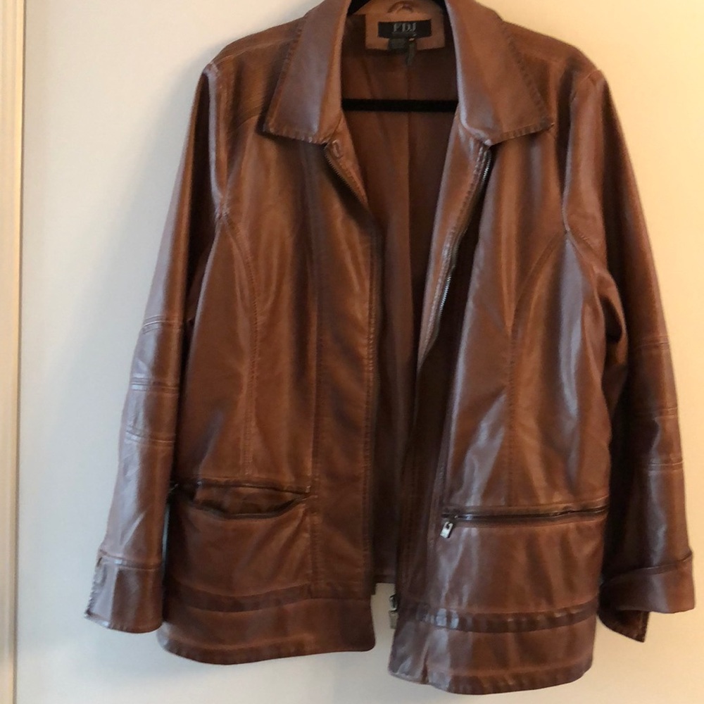 Faux leather barn jacket